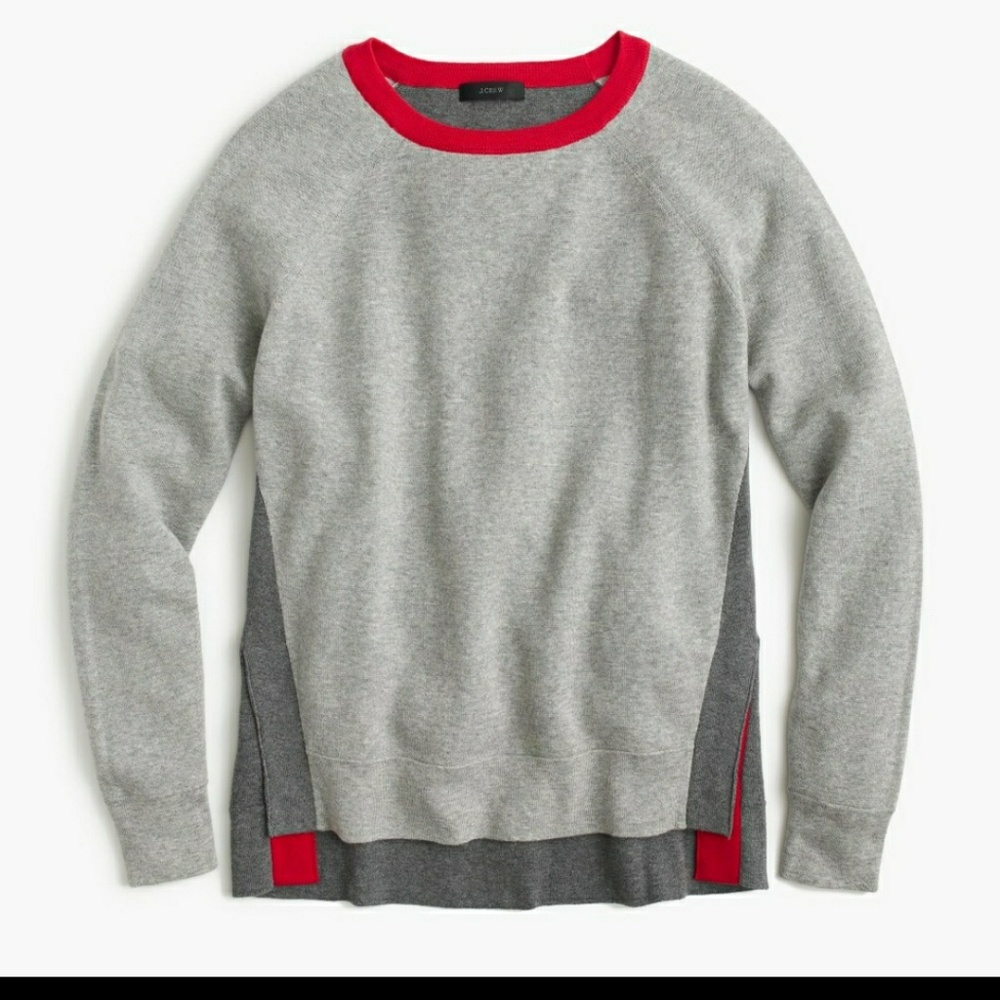 J. Crew Gray Sweater with Red Trim